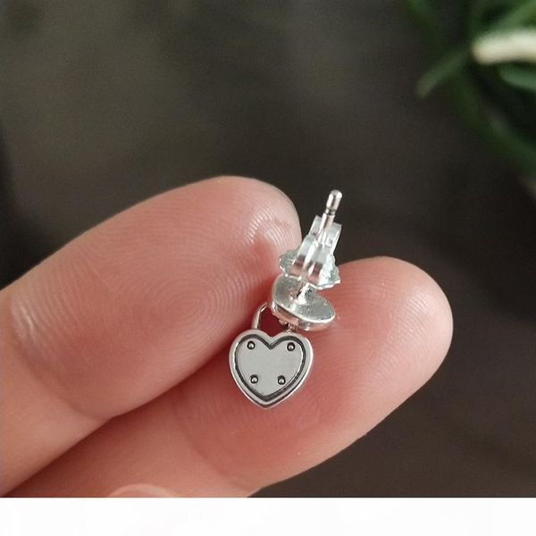 

r 925 sterling silver hearts pendant earring original box for pandora heart -shaped padlock earrings women luxury jewelry stud earring, Golden;silver
