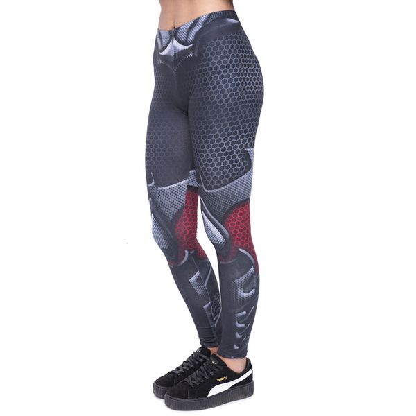 

mechanical armor print women leggings fitness breathable perspiration quick drying high ankle-length polyester elasticity trouser pants, Black