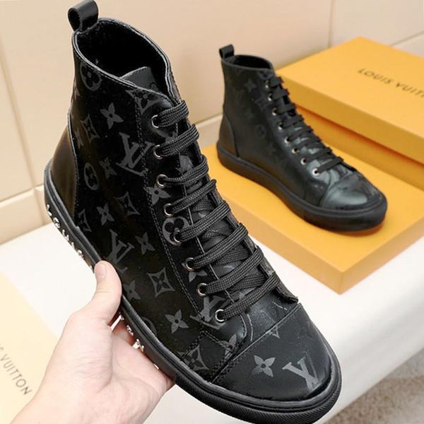 

men shoes fashion sneakers zapatos hombre with origin box lace -up luxury design mens shoes fashion footwears ankle boots bottes, Black