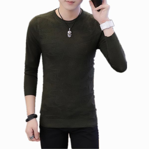 

winter men's sweaters autumn new streetwear fashion pullover male knitwear warm slim round collar men clothing, White;black