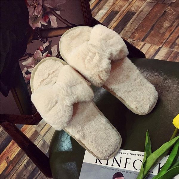 

women home slippers zapatillas mujer winter warm shoes woman slip on flats slides soft thick non-slip bottom indoors slipper, Black