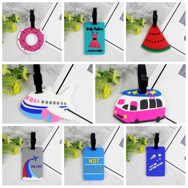 

travel accessories creative luggage tag animal cartoon silica gel suitcase id addres holder baggage boarding tags portable label, Black
