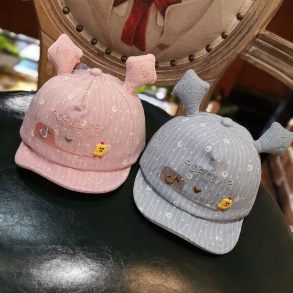 

new 2019 season tiktok little duck soft eaves cornice cap cap baby hat cartoon little baby hat, Blue;gray