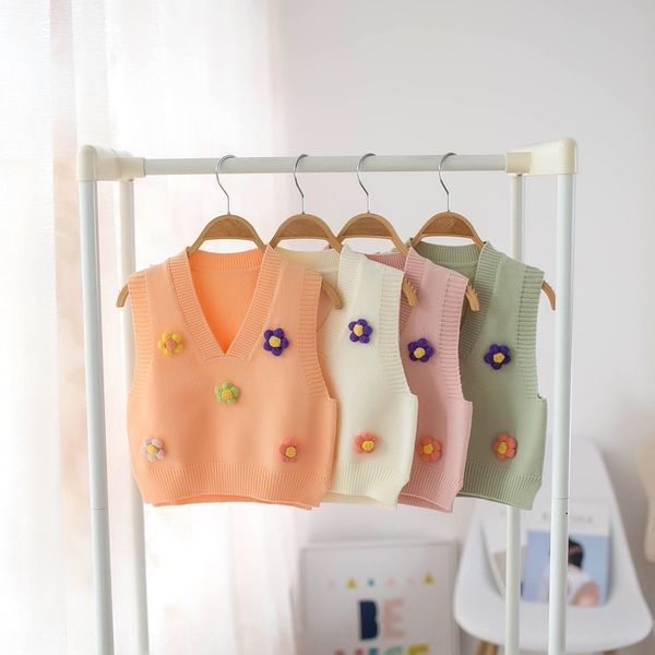 

mmtkids 2020 autumn children's sweater girls v-neck flower vest children's y051 vest clothing sweater clothing, Blue