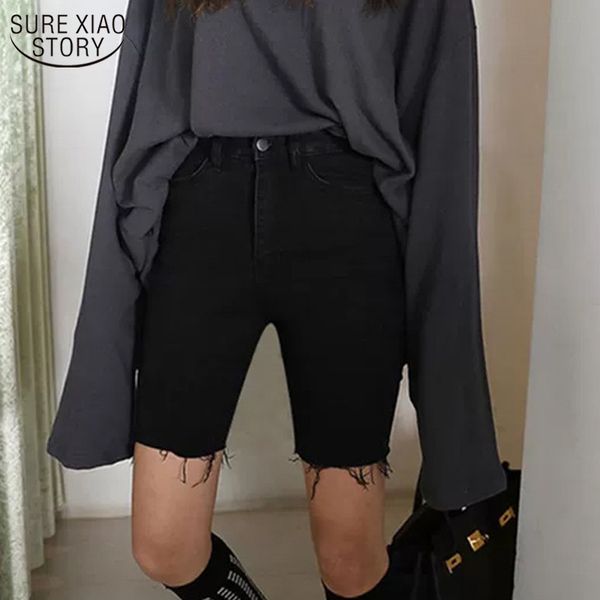 

women's shorts 2021 colorfaith denim streetwear skinny knee length wild pantswomen summer jeans high waist casual straight trousers 104, White;black