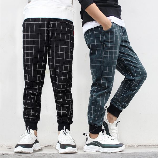 

autumn new korean children's casual boys' knitted plaid girls' washed jeans casual pants panty jeans children's pants, Blue