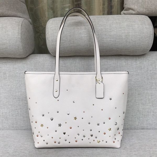 

women's bag 2020 new fashion large capacity tote bag versatile one shoulder portable leather rivet shopping