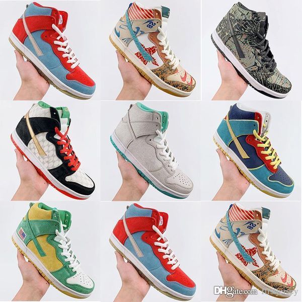

sb dunk high pro baroque brown running shoes multicolor green mens women skateboard sneakers designer outdoors sports trainers size 36-45