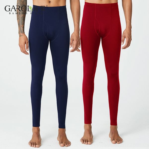 

jiarou new men's bamboo fiber autumn high elastic warm warm pants middle-aged and elderly pants, Black;white