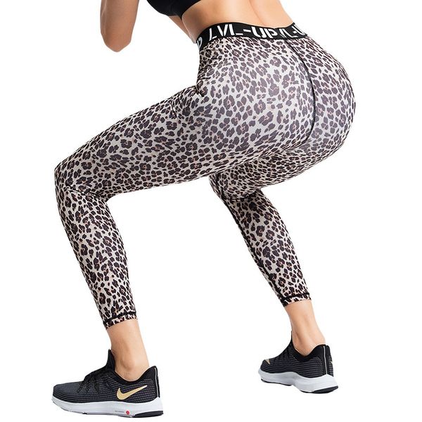 

yoga outfits ec.ms leopard leggings for women high waist quick dry ankle length stretched legging mujer 2021 fashion tights, White;red