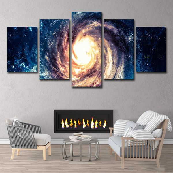 

5 panels large dream spiral galaxy landscape oil painting abstract canvas wall art posters & prints for living room modern home decor