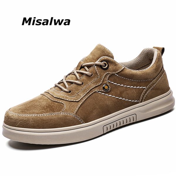 

misalwa original suede leather men's shoes spring autumn daily pig leather sneakers young men boy brand oxford casual footwear, Black