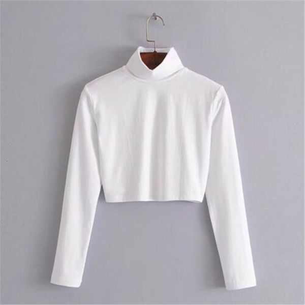 

fashion autumn 2020 female t shirt crop solid white tshirt slim turtleneck long sleeve t shirts women w3