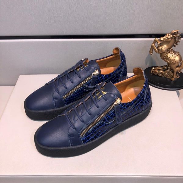 

2019g limited edition new leather personality color matching casual shoes, men's wild sports shoes, original box packaging: 38-4411, Black