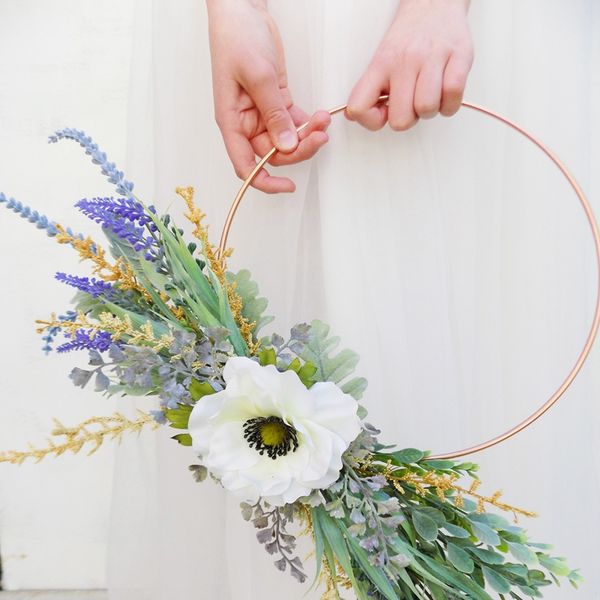 

10-40cm gold metal ring flower wreath garland weeding decoration for weddings bridal shower catcher hoops home party decoration