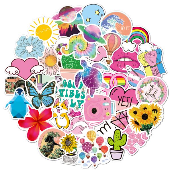

100pcs/lot wholesale cartoon vsco cute fresh stickers waterproof no-duplicate sticker kids toys for helmet skateboard luggage notebook decal