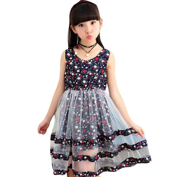 

girl's dresses dress for girls floral party sleeveless children's summer teenage clothes 6 8 10 12 13 14 year, Red;yellow