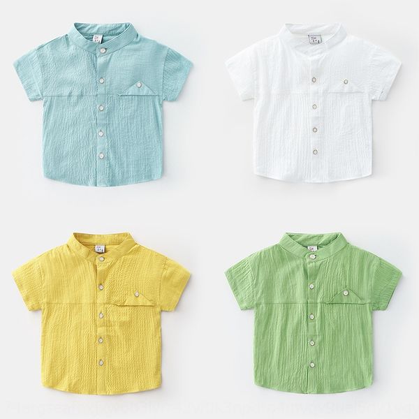 

uczmp short-sleeved shirt summer tong chen shan children's pure color korean children's clothing baby lapel boy's shirt fashi, White;black