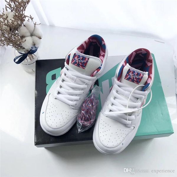 

2019 release authentic parra x sb dunk low white pink rose gym red cn4504-100 man woman running shoes sports sneakers with original box