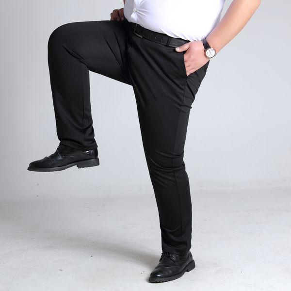 

fat dad men's casual joker soft and comfortable straight tube high waist non-iron business dress trousers oversized trousers, White;black