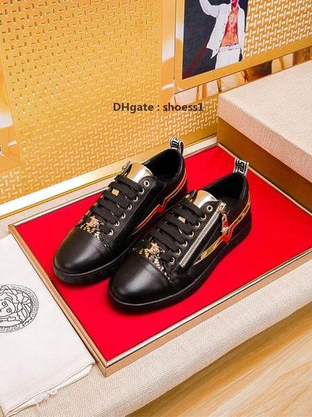 

2021-2020j young luxury design printed embroidery stitching men 's low -lace -up casual shoes ,high -quality fashionable wild spor, Black