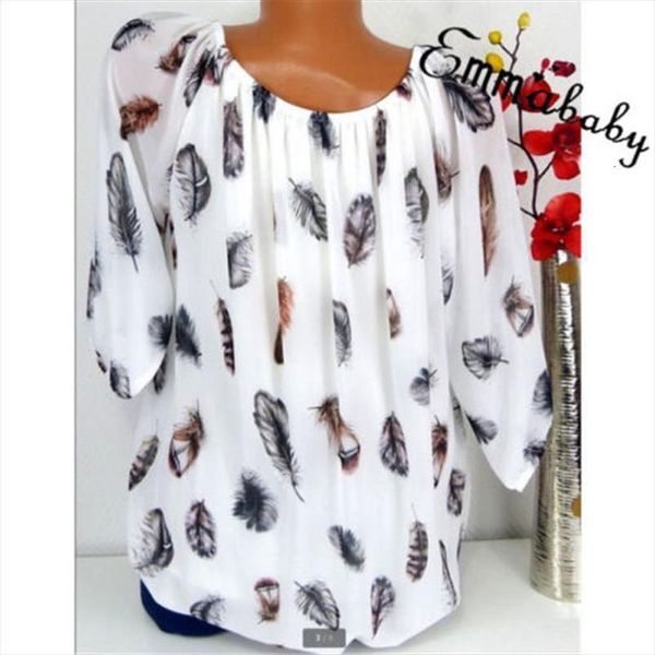 

4xl plus large size womens blouses summer new leisure blouse white loose print v neck half sleeve shirts women