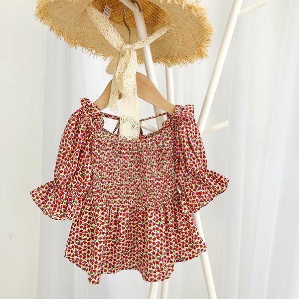 

girls sweet foreign style floral shirt doll doll 2020 summer new korean style baby girl shoulder shirt fairy fashion, White;black