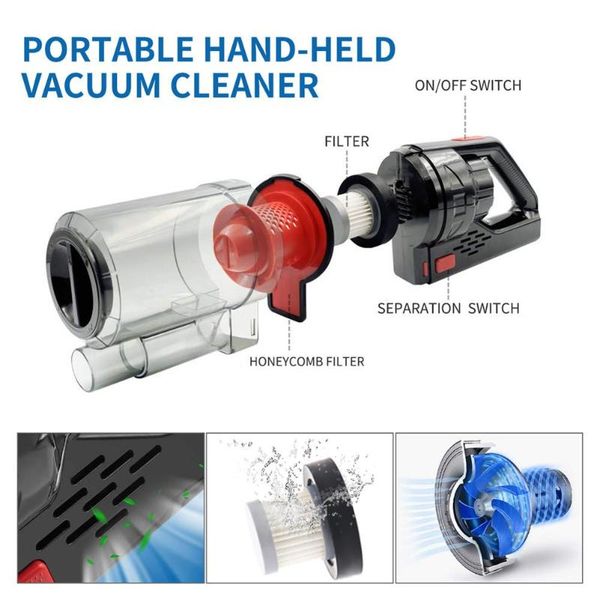 

6000pa car vacuum cleaner handheld 12v 120w strong suction vacuum cleaner for car wet&dry dual lightweight auto