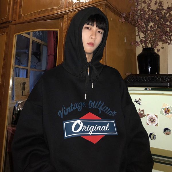

cortd hooded sweater men's hiphop coat ins super autumn outfit trendy brand wear couple wearcoat couple dressnational fashion korean st, Black