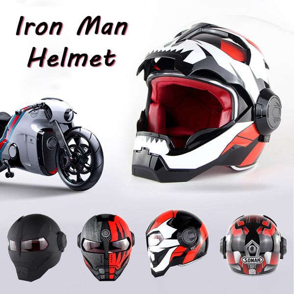 

retro motorcycle iron man helmet for helmet flip up personality electric scooter motercycle