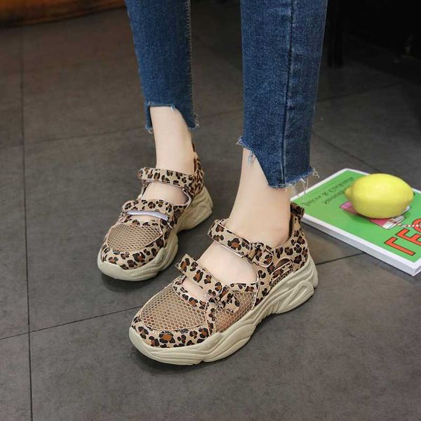 

platform sandals flat for women summer shoes woman sandals zapatos leopard print ladies sneakers casual sandalia chunky mujer, Black
