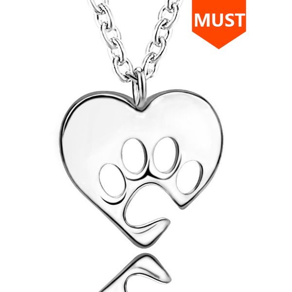 

sg love heart pendants footprint dog necklace 925 sterling silver fashion jewelry making gift for mom women the new year