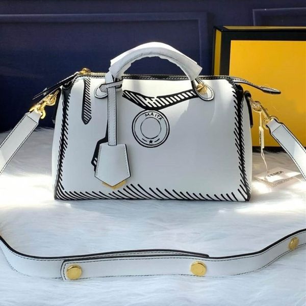 

fashion printed pillow bag women's crossbody bag lady removable shoulder strap genuine leather letter handbag