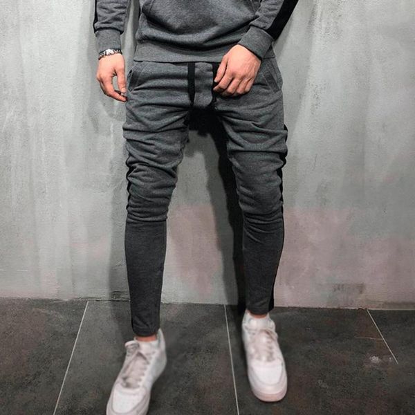 

running pants activewear sweatpants track slim fit skinny sportswear mens, Black