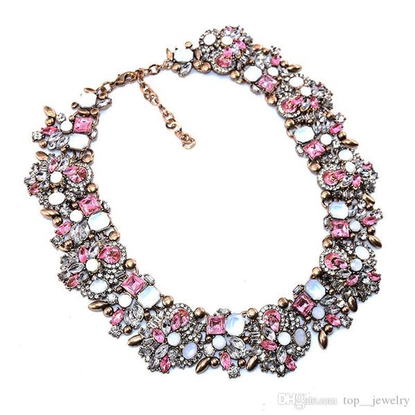 

europe and the united states fashion color crystal diamond gem short necklace exaggerated retro women accessories factory direct, Black