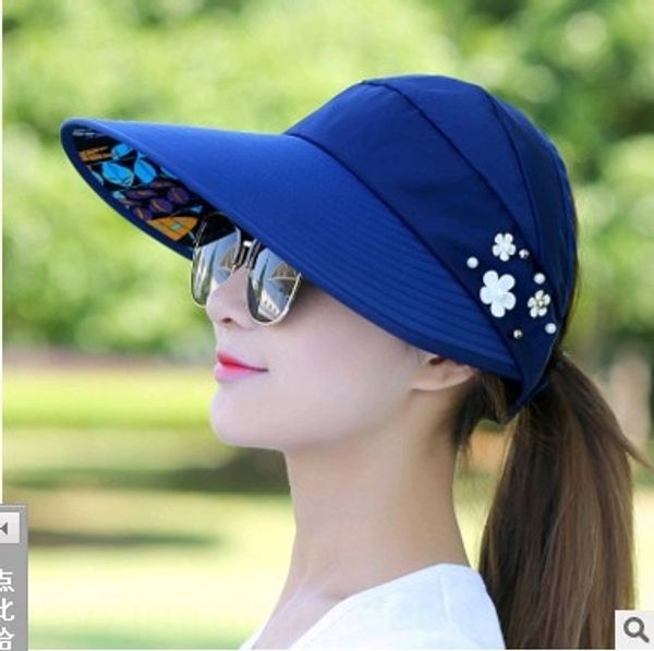 

children's summer leisure travel uv-proof foldable children's summer leisure travel uv-proof foldable sun pearl pearl hat sun hat, Blue;gray
