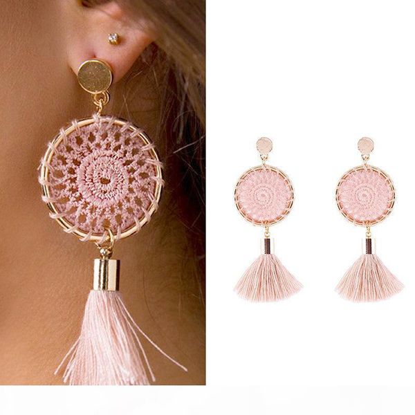 

new knitted handmade jewelry women's fashion long tassel earrings social dating, Golden