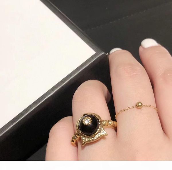 

a new retro leopard head glazed beads personality big designer ring luxury designer jewelry women rings, Golden;silver