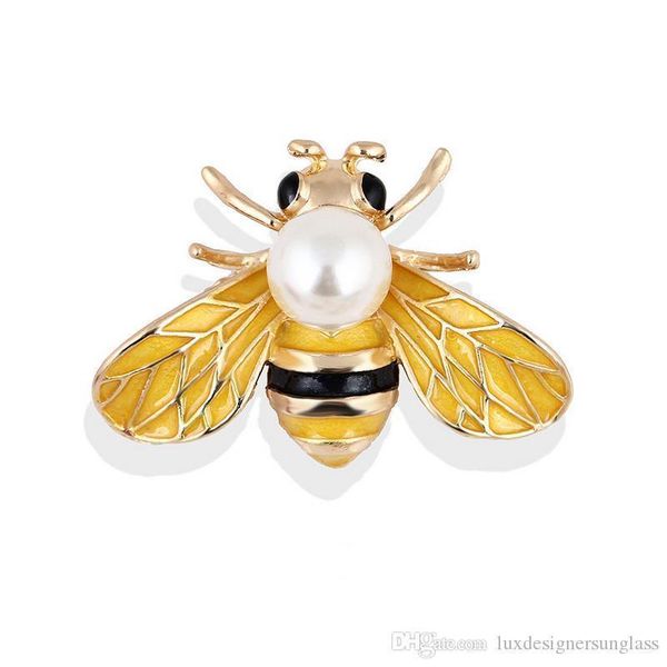 

cute cartoon bee luxury designer brooch pearl insect brooch suit lapel pin for gift party famous jewelry, Gray