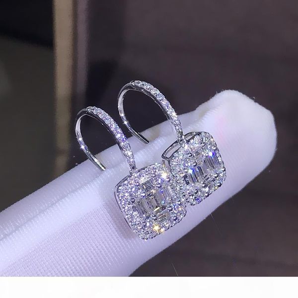 

k new 2019 luxury jewelry 925 sterling silver t shape white z cz daimond women wedding gemstones earring hook for lovers