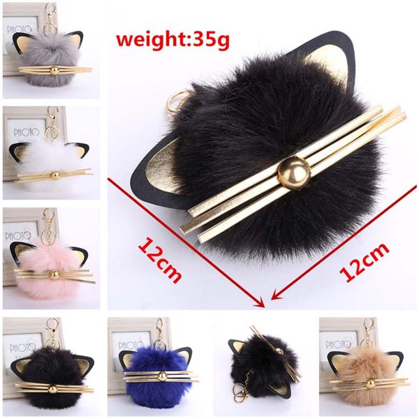 

epacket dhl cute kitten fur ball keychain cartoon animal bag pendant dakr368 mix order key chain keychain, Slivery;golden