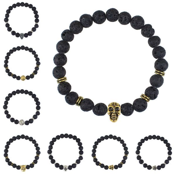 

dhl epacket skull lion head buddha head bracelet bead energy volcanic stone bead bracelet djfb201 beaded strands jewelry bracelets, Black