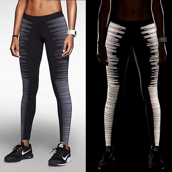 

jigerjoger woman fitness pants tight elastic high rise fast dry skinny night jogging jeggings reflective tight running leggings t200326, Black