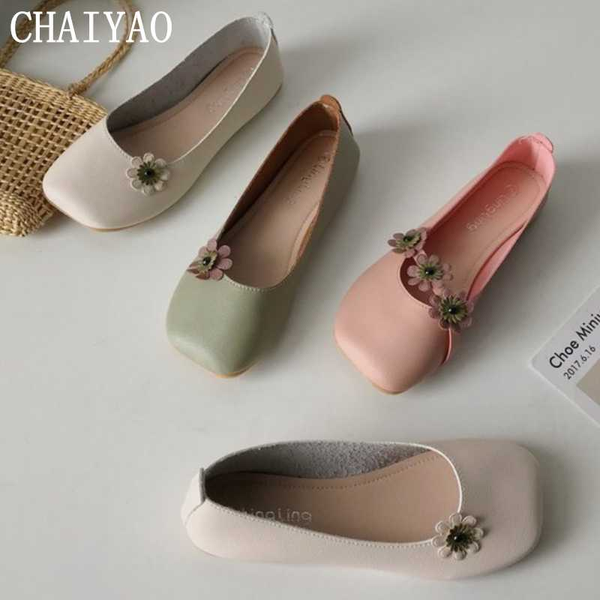 

women's sandals summer new flowers square head slip-on femmes sandals leisure pu leather soft comfortable flatform women shoes, Black