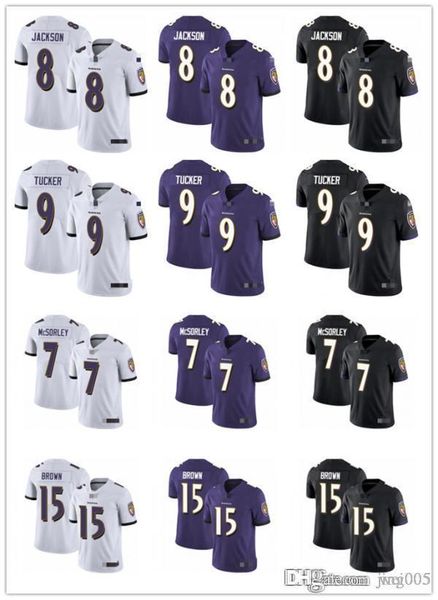 

mens womens youth baltimore ravens 8 lamar jackson 9 justin tucker 15 marquise brown 7 trace mcsorley 55 terrell suggs jersey, Black;red