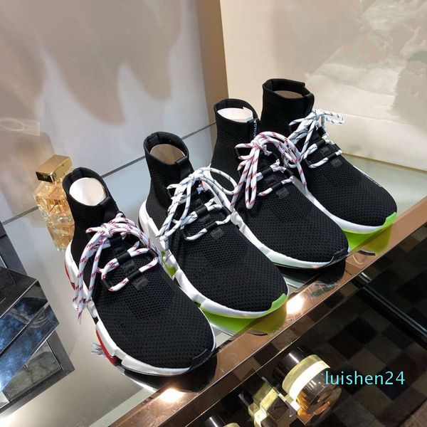 

2019 designer speed trainer men women high sock shoes black solid luxury fashion boots trainers runner walking sneakersl24