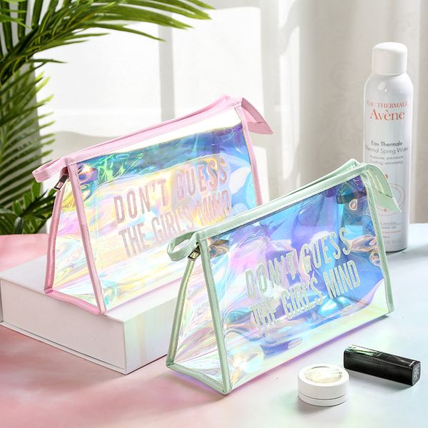 

fashion laser transparent cosmetic bag large capacity cute waterproof toiletry bag holding storage bag purse 200801