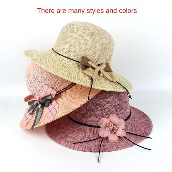 

korean style women's outdoor sunshade summer sun short straw eaves beach hat women's uv hat straw plaited, Blue;gray