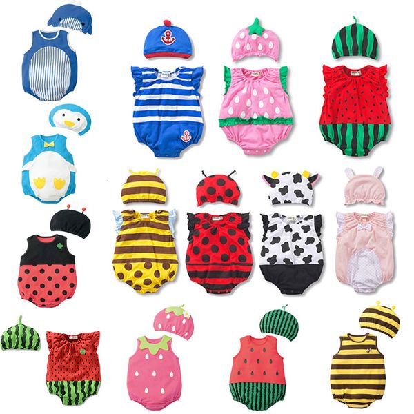 

lovely new baby boy girl rompers newborn infant toddler boy girl summer clothes romper cotton jumpsuit clothes+hat set, Blue