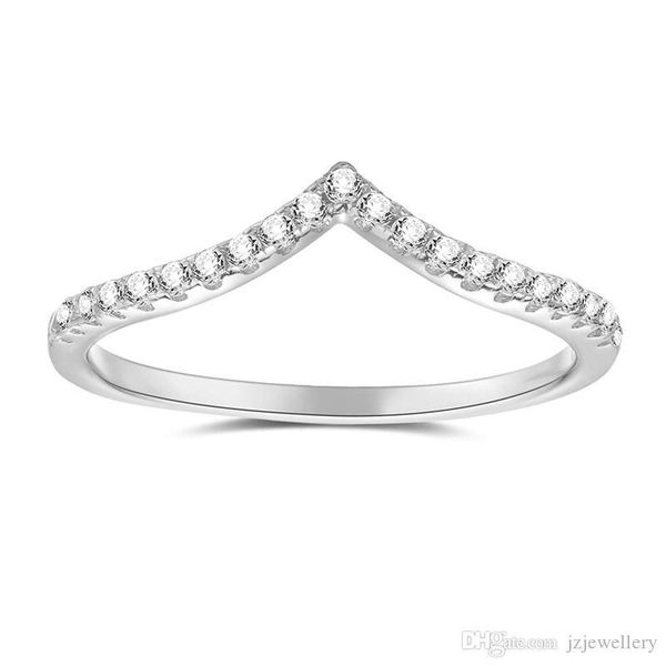 

v shape 925 sterling silver thumb rings cz engagement stackable wave ring curved wedding band rings for women ladies size 4-10